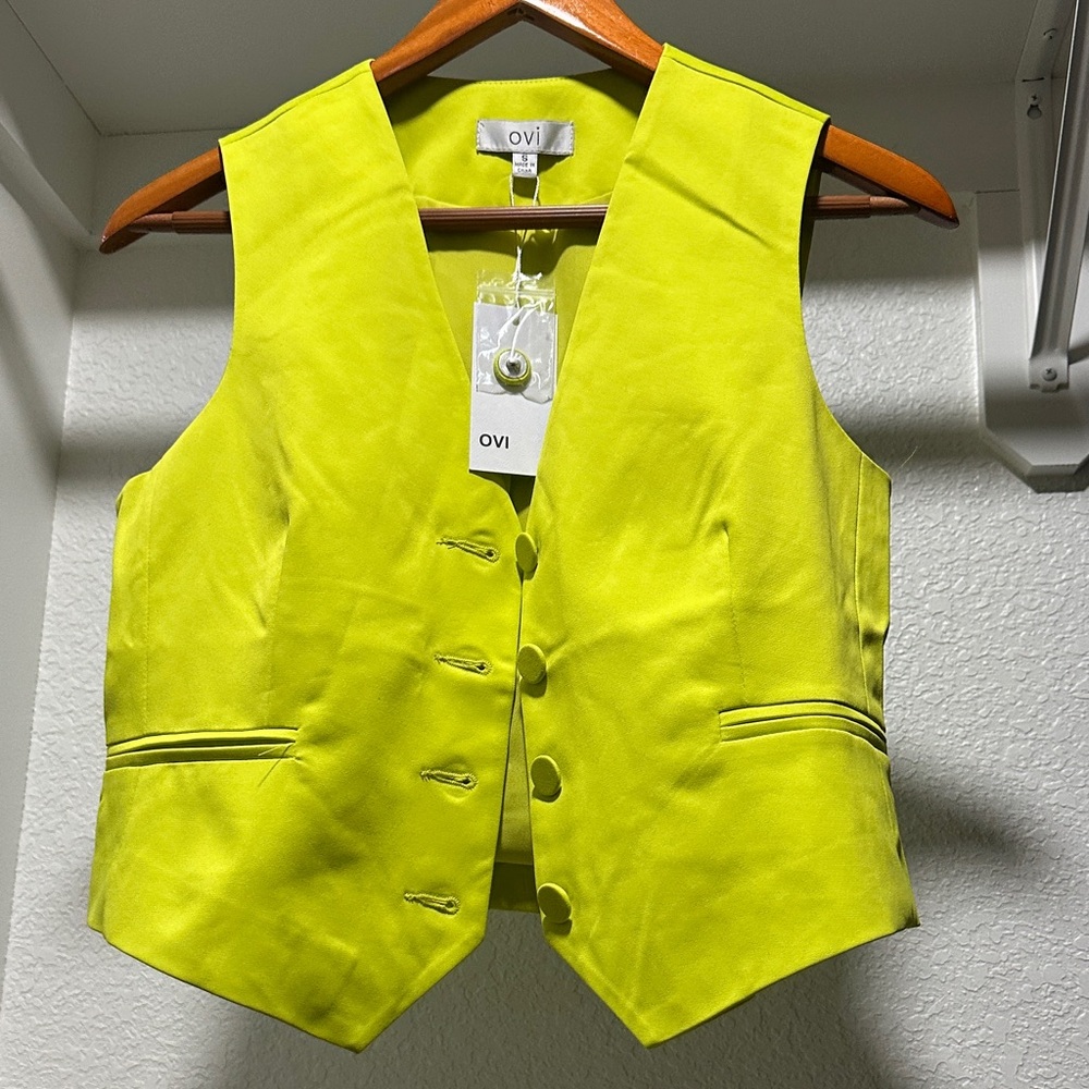 Ovi Neon Yellow Satin Vest